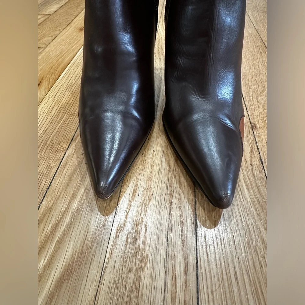 Bottega Veneta moodec Flame ankle booties brown orange heeled boot SZ 38/8 - Picture 5 of 9